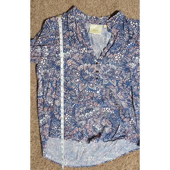 Anthropologie Maeve Colette Floral Motif Mosaic Ballon Sleeve Peasant Blouse Top - Picture 11 of 13